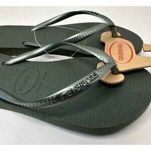 Havaianas Women's Slim Flip-flop Sandals Olive Green NEW 6 W